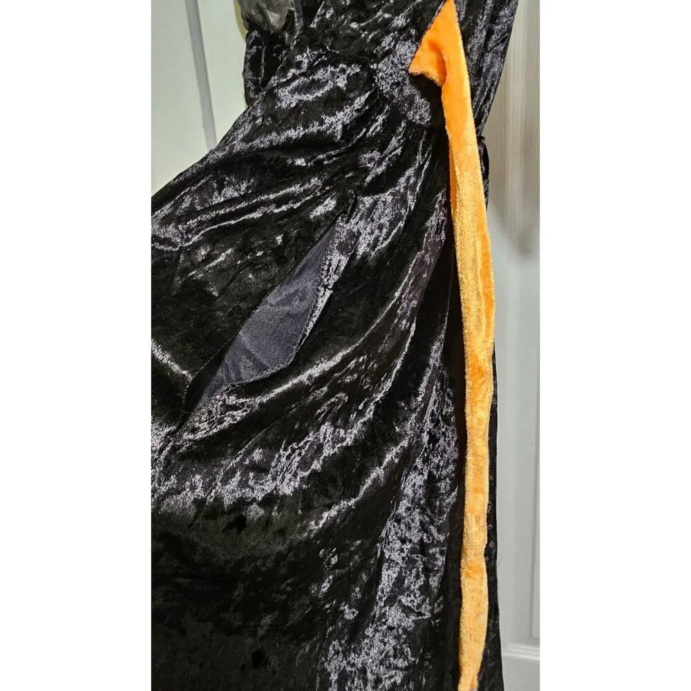 Pretty Witch Costume Girls 14-16 Teen Velvet Dress Spider Hat Halloween Tattoos